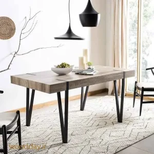 میز ناهارخوری چوبی و فلز