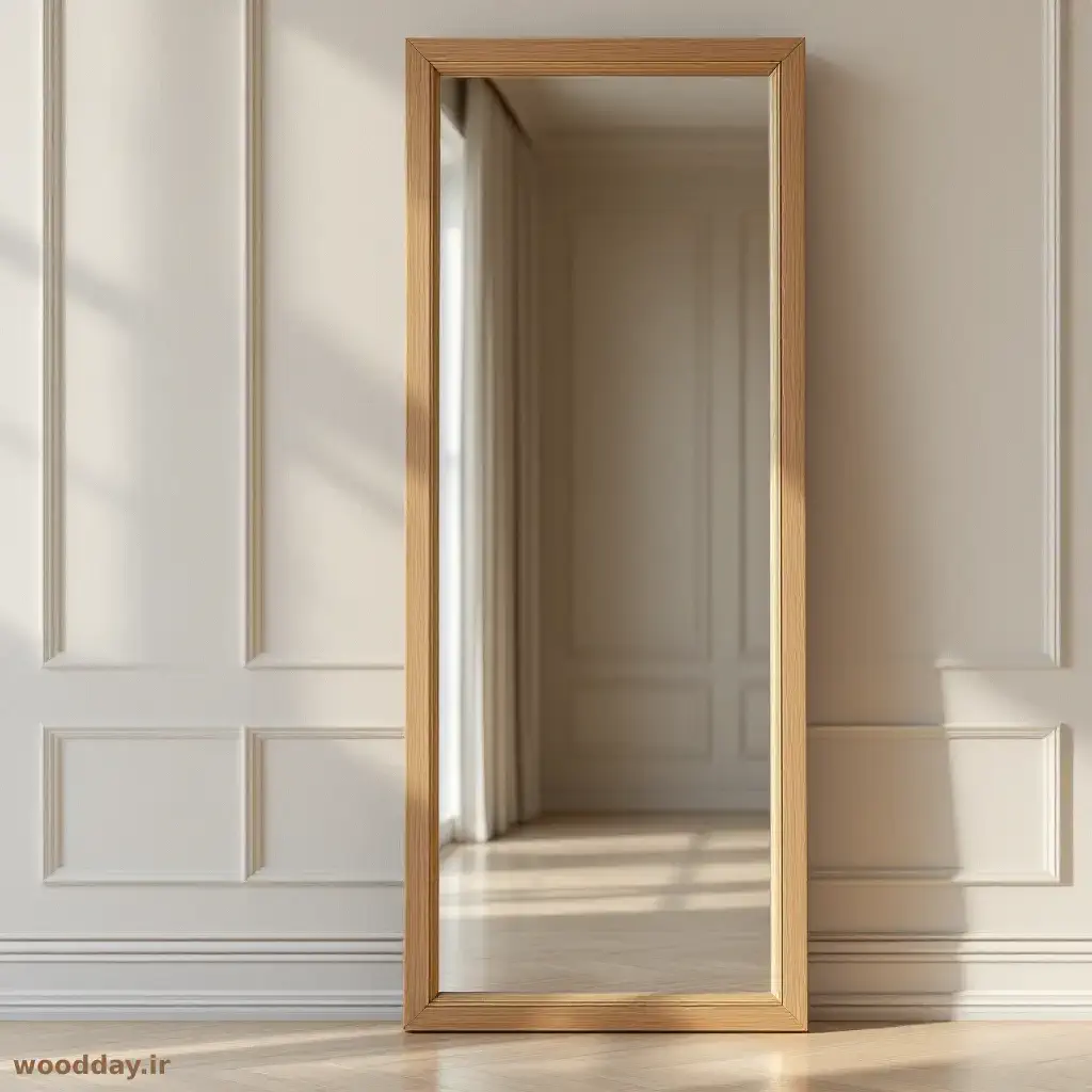 آینه قدی با چوب طبیعی