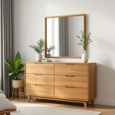 آینه دراور چوبی