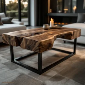 جلو مبلی چوب و فلز روستیک مدرن