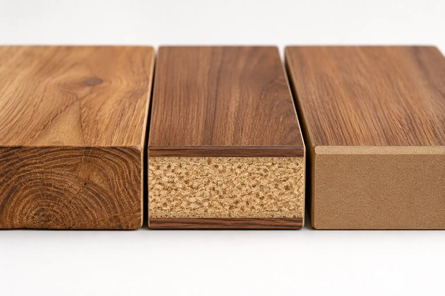 مقایسه ساختار چوب طبیعی روکش چوب و MDF